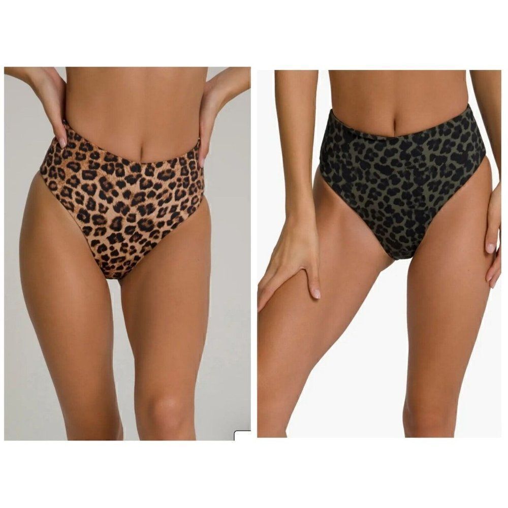 NWT Good American - Size‎ 0 - Reversible High Waist Bottom Leopard Brown & Green